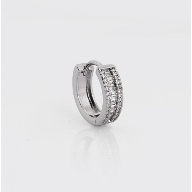 10mm Iced Baguette Hoop Earring