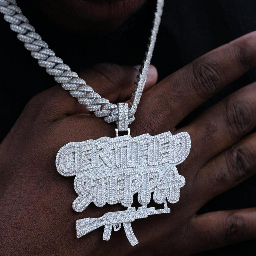 Iced Out Certified Steppa - küba zincirle takan modelde baget taşlı kolye ucu