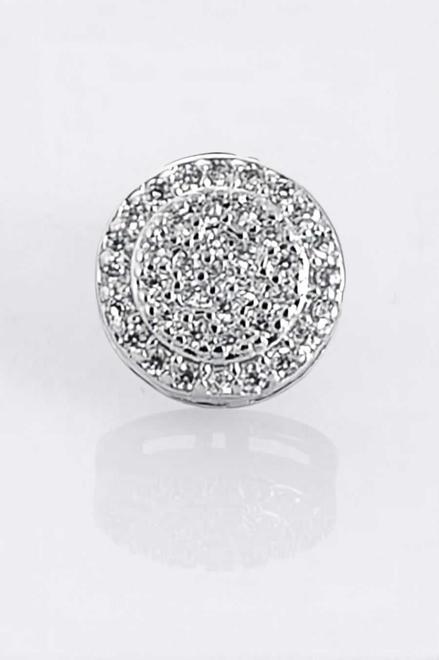 10mm Iced Round Halo Stud Earring — çift sıra pave taşlı yuvarlak erkek küpe