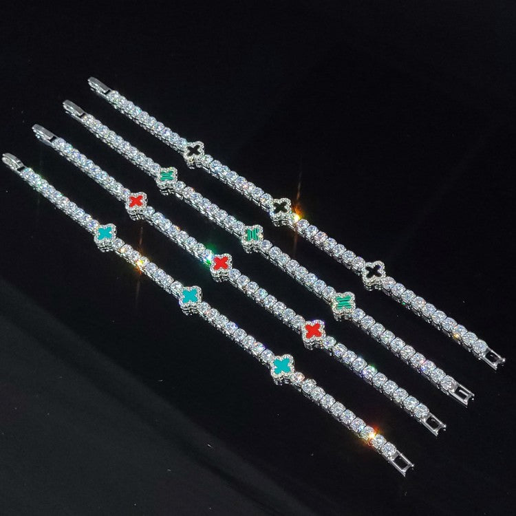 Iced Out Clover Tennis Bracelet