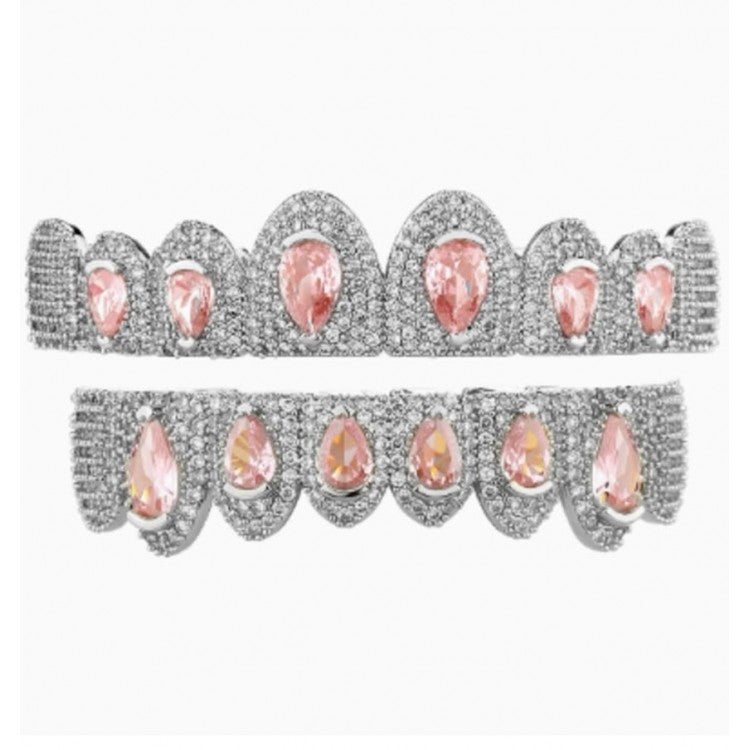 Iced Fully Pink Emerald Grillz