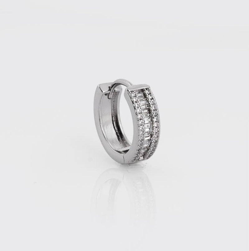 10mm Iced Baguette Hoop Earring