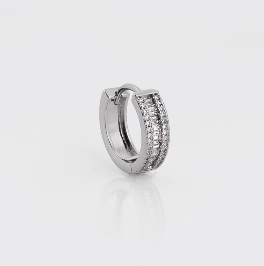 10mm Iced Baguette Hoop Earring