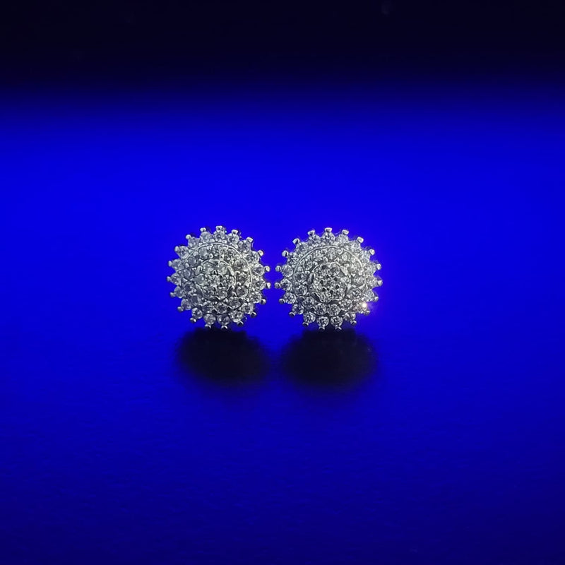 11mm Iced Sunburst Cluster Stud Earring