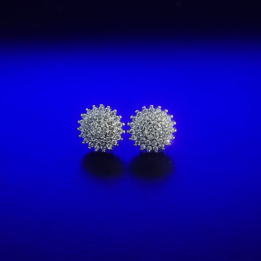 11mm Iced Sunburst Cluster Stud Earring