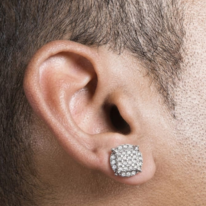 9mm Iced Cushion Cluster Stud Earring