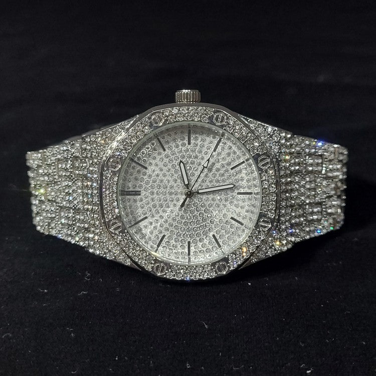 Iced Aude Case Watch (Silver)