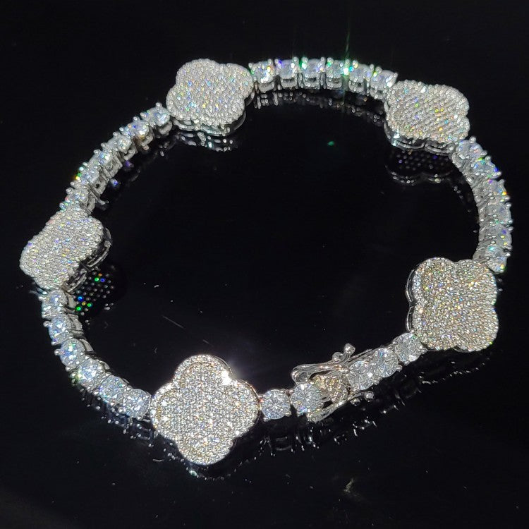 Iced Premium Paved Clover Tennis Bracelet