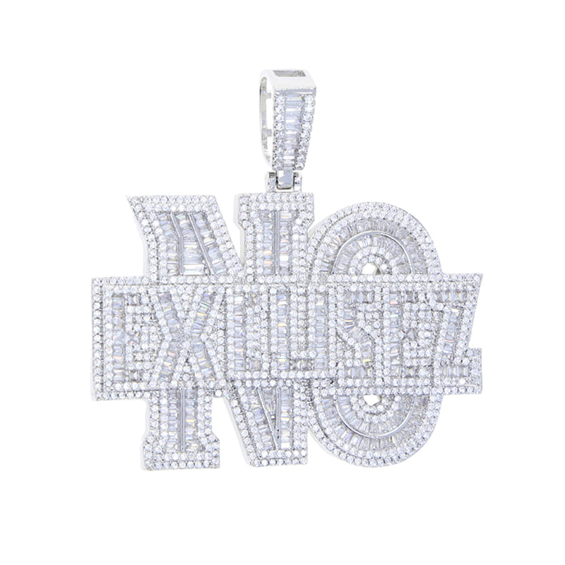 Iced Out No Excuse - baget kesim kübik zirkon taşlı NO EXCUSE yazılı kolye ucu