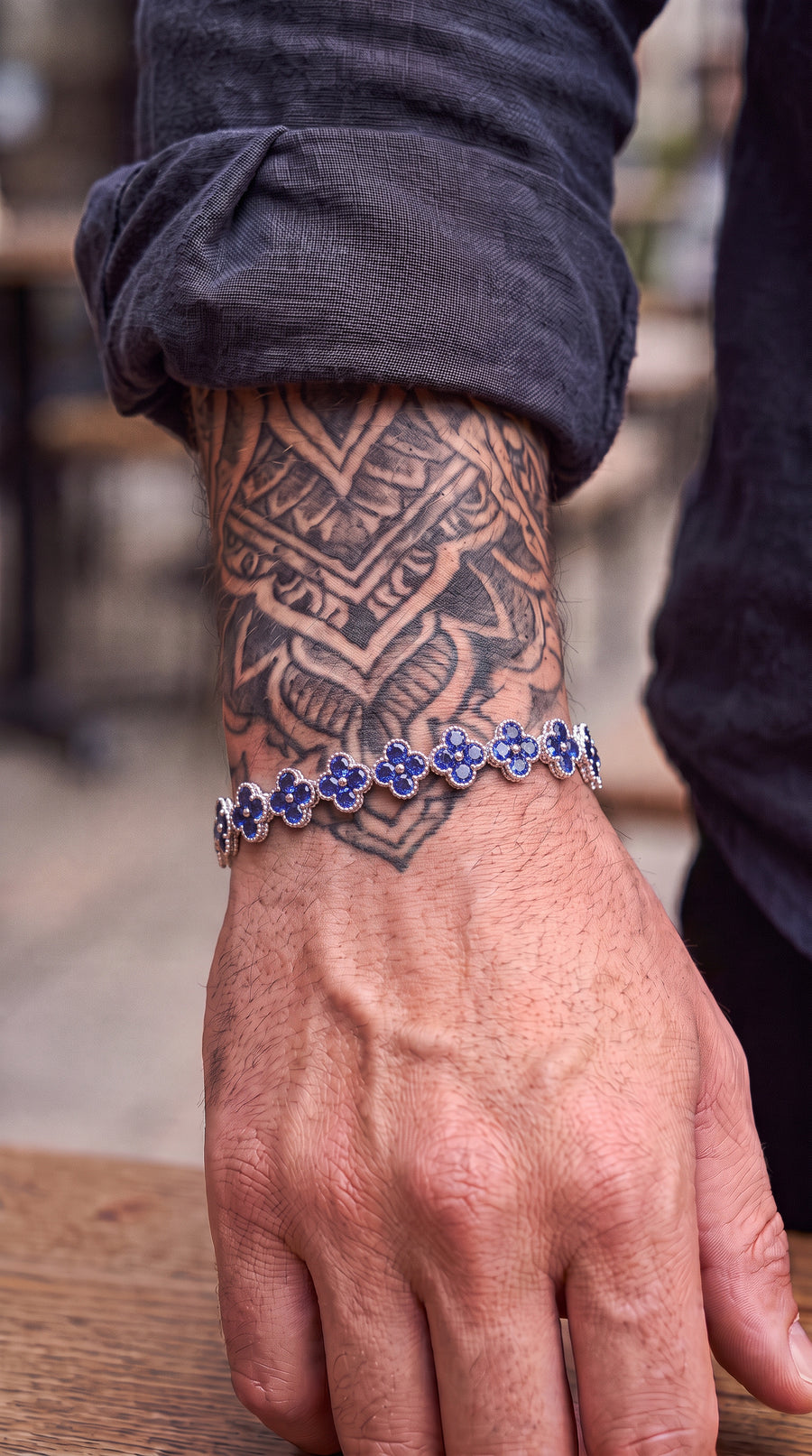 Iced Blue Clover Tennis Bracelet