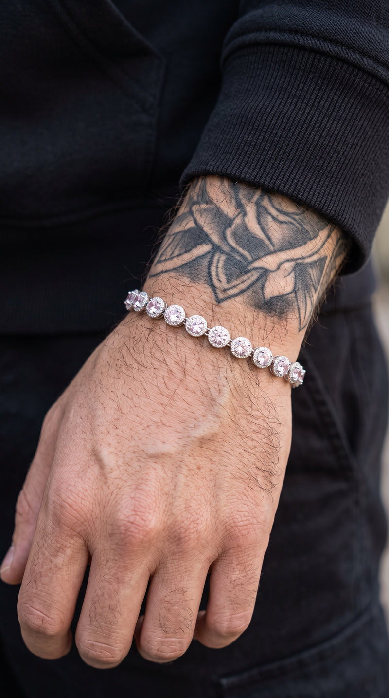 Iced Round Halo Tennis Bracelet