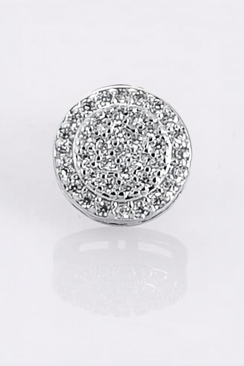 10mm Iced Round Halo Stud Earring — çift sıra pave taşlı yuvarlak erkek küpe