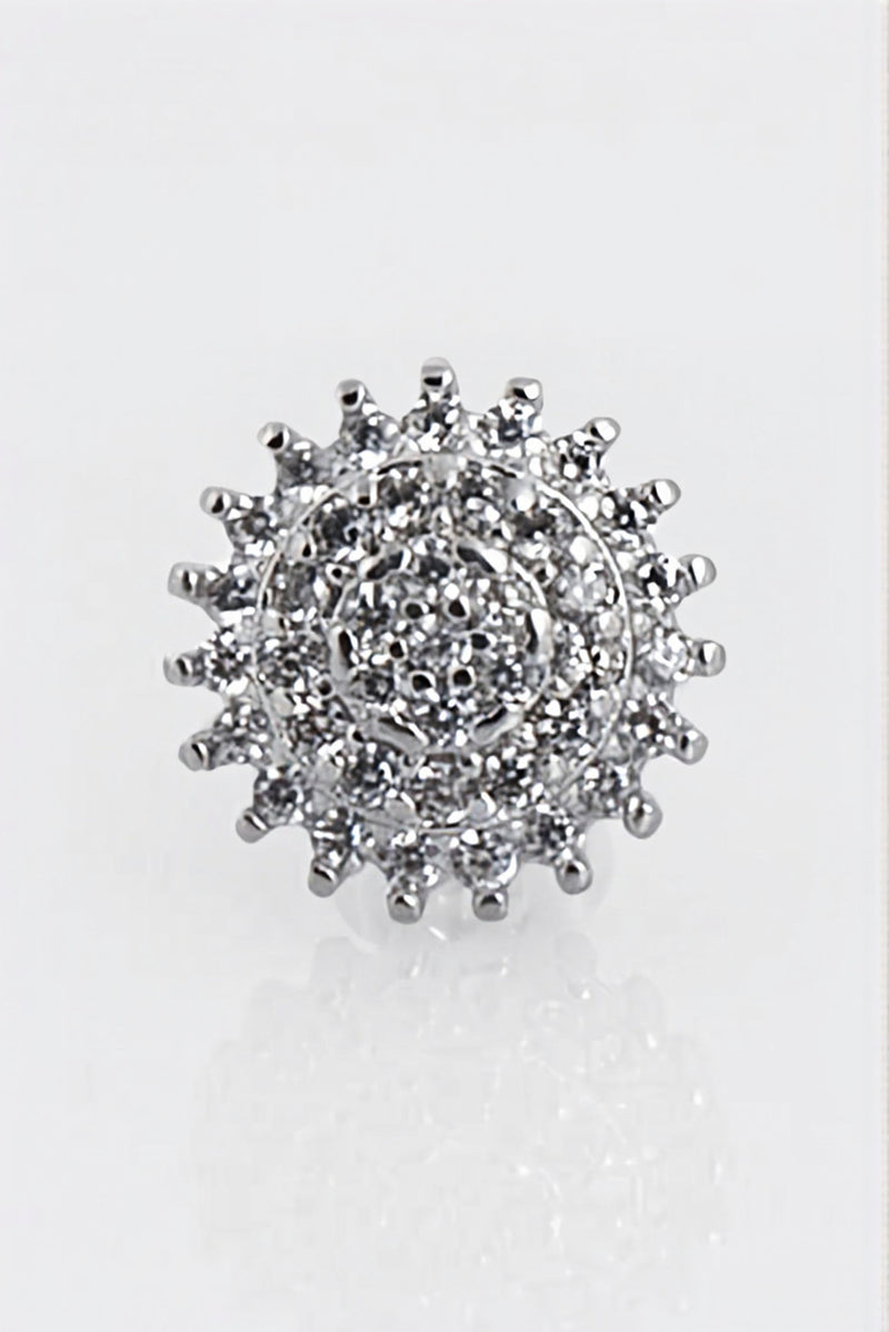 11mm Iced Sunburst Cluster Stud Earring — güneş formlu tırnaklı taşlı küpe