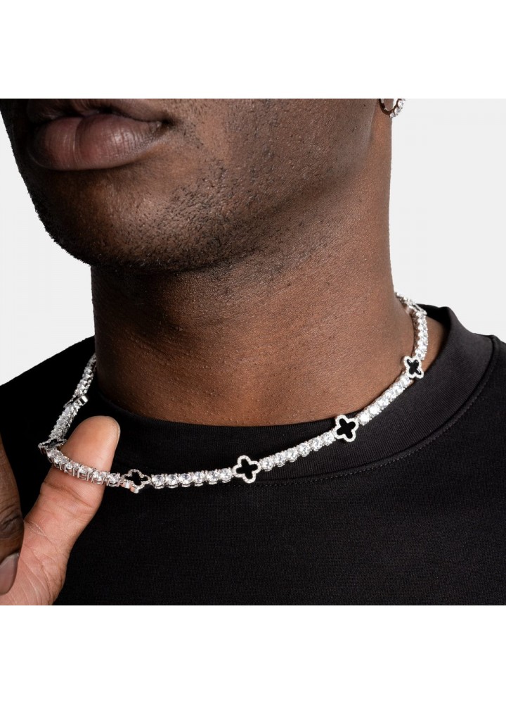 Iced Out Clover Tennis Chain