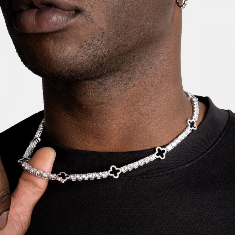 Iced Out Clover Tennis Chain