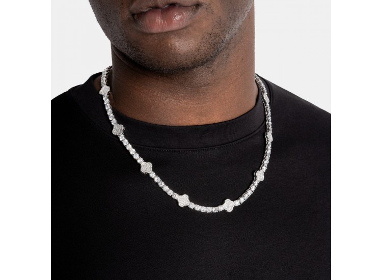 Iced Out Clover Tennis Chain