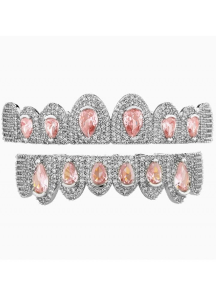 Iced Fully Pink Emerald Grillz 